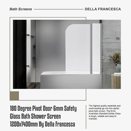 180 Degree Pivot Door 6mm Safety Glass Bath Shower Screen 1200x1400mm By Della Francesca Furniture Kings Warehouse 