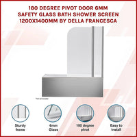 180 Degree Pivot Door 6mm Safety Glass Bath Shower Screen 1200x1400mm By Della Francesca Furniture Kings Warehouse 
