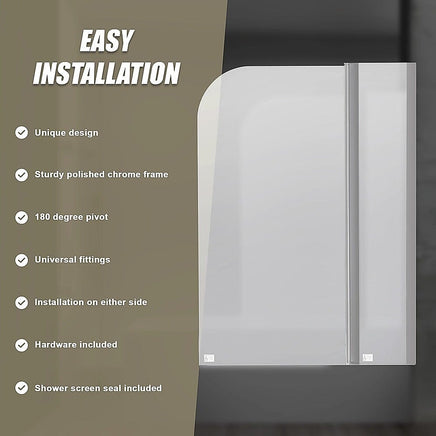 180 Degree Pivot Door 6mm Safety Glass Bath Shower Screen 1200x1400mm By Della Francesca Furniture Kings Warehouse 