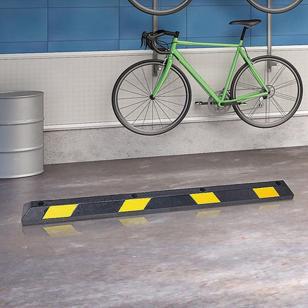 180cm Heavy Duty Rubber Curb Parking Guide Wheel Driveway Stopper Reflective Yellow Tools Kings Warehouse 