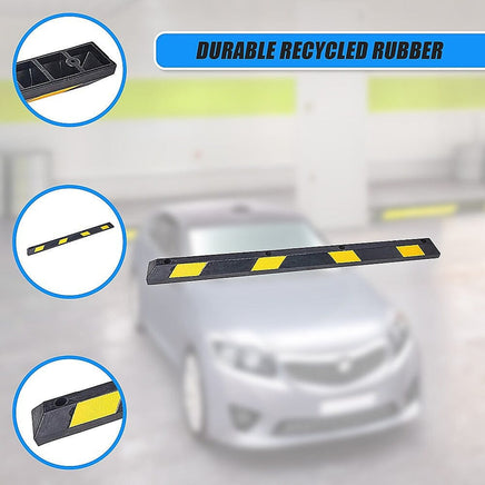 180cm Heavy Duty Rubber Curb Parking Guide Wheel Driveway Stopper Reflective Yellow Tools Kings Warehouse 