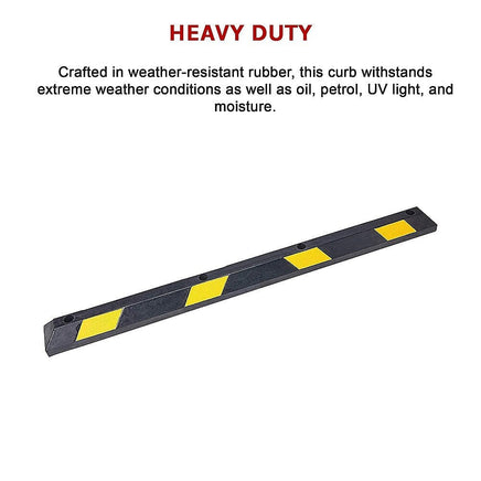 180cm Heavy Duty Rubber Curb Parking Guide Wheel Driveway Stopper Reflective Yellow Tools Kings Warehouse 