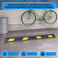 180cm Heavy Duty Rubber Curb Parking Guide Wheel Driveway Stopper Reflective Yellow Tools Kings Warehouse 