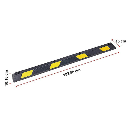 180cm Heavy Duty Rubber Curb Parking Guide Wheel Driveway Stopper Reflective Yellow Tools Kings Warehouse 