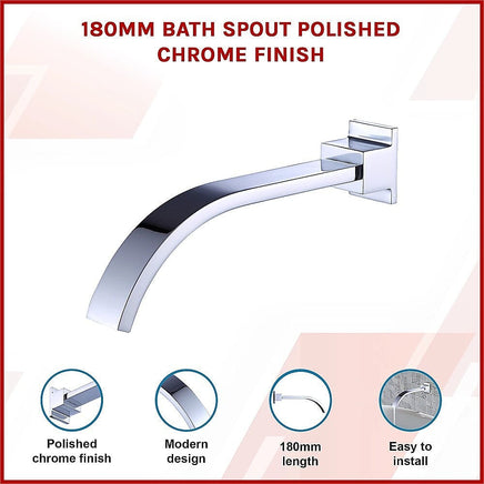 180mm Bath Spout Polished Chrome Finish Furniture Kings Warehouse 