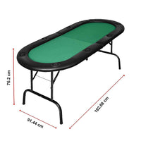 185cm 8 Player Folding Poker Blackjack Table with Cup Holder Kings Warehouse 