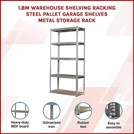 1.8M Warehouse Shelving Racking Steel Pallet Garage Shelves Metal Storage Rack Furniture Kings Warehouse 
