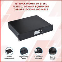 19" Rack Mount 2U Steel Plate DJ Drawer Equipment Cabinet Locking Lockable Electronics Kings Warehouse 