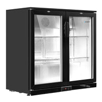 198L Bar Fridge Dual Glass Door w/Light Black Appliances Kings Warehouse 