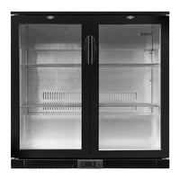 198L Bar Fridge Dual Glass Door w/Light Black Appliances Kings Warehouse 