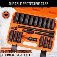 19Pc Deep Socket Set Impact 1/2" Drive Extension Bars Flexible Adapter 10-24mm Auto Accessories Kings Warehouse 
