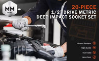 19Pc Deep Socket Set Impact 1/2" Drive Extension Bars Flexible Adapter 10-24mm Auto Accessories Kings Warehouse 