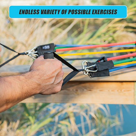 19PC Resistance Exercise Fitness Bands Tubes Kit Yoga Set Sports & Fitness Kings Warehouse 