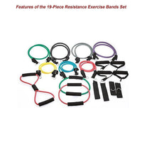 19PC Resistance Exercise Fitness Bands Tubes Kit Yoga Set Sports & Fitness Kings Warehouse 