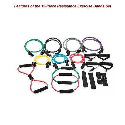 19PC Resistance Exercise Fitness Bands Tubes Kit Yoga Set Sports & Fitness Kings Warehouse 