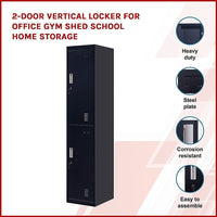 2-Door Vertical Locker for Office Gym Shed School Home Storage Furniture Kings Warehouse 