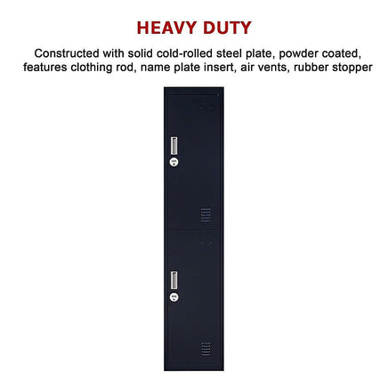 2-Door Vertical Locker for Office Gym Shed School Home Storage Furniture Kings Warehouse 