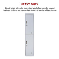 2-Door Vertical Locker for Office Gym Shed School Home Storage Furniture Kings Warehouse 