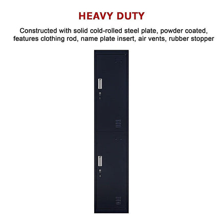 2-Door Vertical Locker for Office Gym Shed School Home Storage Furniture Kings Warehouse 
