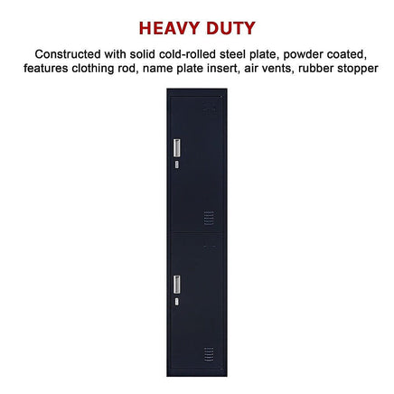 2-Door Vertical Locker for Office Gym Shed School Home Storage Furniture Kings Warehouse 