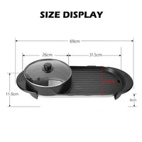 2-IN-1 Electric Hot Pot BBQ Oven Smokeless Non Stick Barbecue Hotpot Grill Pan Auto Accessories Kings Warehouse 