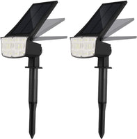 2 Pack 38 LEDs Solar Landscape Spotlights with 70&deg; Adjustable Panel and IP65 Waterproof (White)