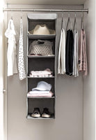 2 Pack 5 Foldable Shelf Hanging Closet Organizer Space Saver with Side Accessories Pockets for Clothes Storage bedroom furniture Kings Warehouse 