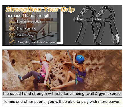 2 Pack Adjustable Hand Grip Strengthener for Hand Grip Strength and Wrist Rehabilitation (Resistance 5-60 kg) Kings Warehouse 