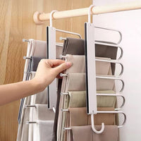 2 Pack Adjustable Multi-Layer 6 in 1 Pants Hanger for Wardrobe and Home Storage (White) bedroom furniture Kings Warehouse 