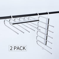 2 Pack Adjustable Multi-Layer 6 in 1 Pants Hanger for Wardrobe and Home Storage (White) bedroom furniture Kings Warehouse 