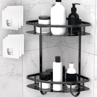 2 Pack Aluminum Adhesive Shower Caddy Corner Shelf Storage Rack for Bathroom Kings Warehouse 