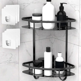 2 Pack Aluminum Adhesive Shower Caddy Corner Shelf Storage Rack for Bathroom Kings Warehouse 
