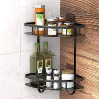 2 Pack Aluminum Adhesive Shower Caddy Corner Shelf Storage Rack for Bathroom Kings Warehouse 