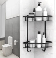 2 Pack Aluminum Adhesive Shower Caddy Corner Shelf Storage Rack for Bathroom Kings Warehouse 