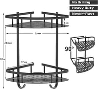 2 Pack Aluminum Adhesive Shower Caddy Corner Shelf Storage Rack for Bathroom Kings Warehouse 