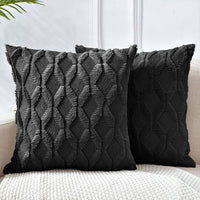 2 Pack Decorative Boho Throw Pillow Covers 45 x 45 cm (Black) Furniture Frenzy Kings Warehouse 