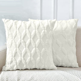 2 Pack Decorative Boho Throw Pillow Covers 45 x 45 cm (White) Furniture Frenzy Kings Warehouse 