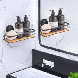 2 Pack Rectangular Bamboo Corner Shower Caddy Shelf Basket Rack with Premium Vacuum Suction Cup No-Drilling for Bathroom and Kitchen Fun in the Sun Kings Warehouse 