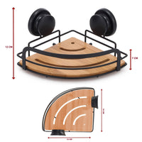 2 Pack Round Bamboo Corner Shower Caddy Shelf Basket Rack with Premium Vacuum Suction Cup No-Drilling for Bathroom and Kitchen Fun in the Sun Kings Warehouse 