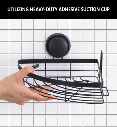 2 Pack Round Corner Shower Caddy Shelf Basket Rack with Premium Vacuum Suction Cup No-Drilling for Bathroom and Kitchen Kings Warehouse 