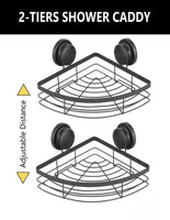 2 Pack Round Corner Shower Caddy Shelf Basket Rack with Premium Vacuum Suction Cup No-Drilling for Bathroom and Kitchen Kings Warehouse 