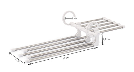 2 Pack Stainless Steel Adjustable 5 in 1 Pants Hangers Non-Slip Space Saving for Home Storage bedroom furniture Kings Warehouse 