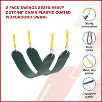 2 Pack Swings Seats Heavy Duty 66" Chain Plastic Coated Playground Swing Kings Warehouse 