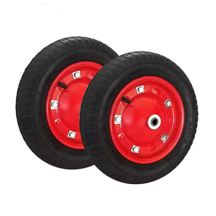 2-Piece 13inch 3.00-8 Wheelbarrow Trolley Wheel 16mm Bore Tyre Wheels Pneumatic Sports & Fitness Kings Warehouse 