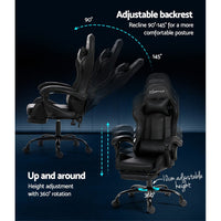 2 Point Massage Gaming Office Chair Footrest Black Furniture Kings Warehouse 