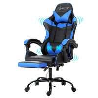 2 Point Massage Gaming Office Chair Footrest Blue Furniture Kings Warehouse 