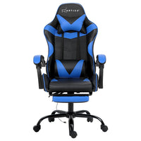2 Point Massage Gaming Office Chair Footrest Blue Furniture Kings Warehouse 