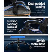 2 Point Massage Gaming Office Chair Footrest Blue Furniture Kings Warehouse 