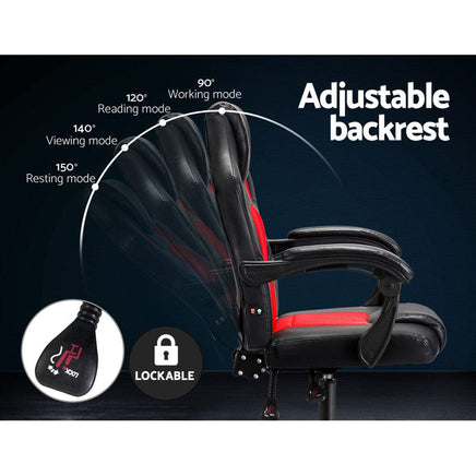 2 Point Massage Gaming Office Chair PU Leather Red Furniture Kings Warehouse 