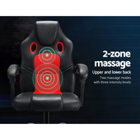 2 Point Massage Gaming Office Chair PU Leather Red Furniture Kings Warehouse 